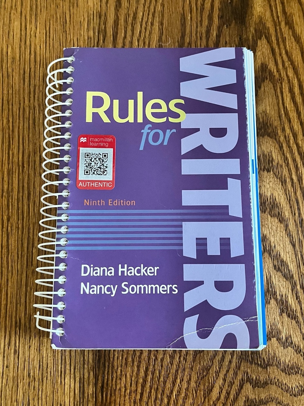Rules for Writers 9th Edition Diana Hacker Nancy Sommers 2020
APA Spiral